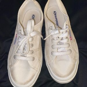 Superga Womens 2750 Cotu Canvas Trainers- size 38 (US womens 7.5)- used- white